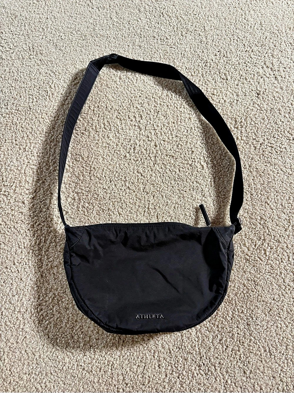 Athleta Anytime Crescent Crossbody Black Shoulder Bag